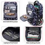 GOTECH Rolling Backpack,Waterproof Backpack with Wheels for Business and Travel Commuter, Carry on Backpack with Laptop Compartment, Fit 17 Inch Laptop, Wheeled Backpack for Adults