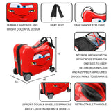 Disney's Cars Lightning McQueen Ride-On 18" Suitcase For Kids & Toddlers