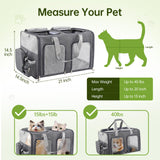 TOYSBOOM Cat Carrier for 2 Cats - Double Pet Carrier Extra Large, Dual Cabin Multi Cat Travel Carrier with Removable Divider, Collapsible, Can Hold 20 30 40 lbs for Two Small Kitten, a Medium Dog Gray