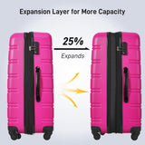 Merax Luggage Sets 2 Piece with Bag, Suitcase Set Carry On Travel Luggage TSA Lock Spinner Wheels Hardshell Lightweight, 20 inch 28 inch, Rose Red (3 Set)