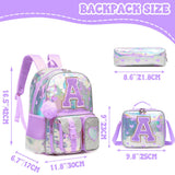 Meetbelify Backpack for Girls Backpacks with Lunch Box Pencil Case for Elementary Student Kids School Travel Bag for Girls Ages 6-8 Years Old Purple