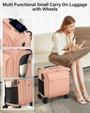 Hanke 16 Inch Underseat Carry On Luggage with Wheels Small Suitcase Softside Luggage Bags for Travel Lightweight Suitcases with Wheels Travel Luggage Personal Item for Men and Women(Pink)