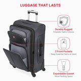 SwissGear Sion Softside Expandable Luggage – Medium Checked Suitcase with 360 Degree Wheels & Retractable Handle – 25 Inch, Perfect for 1-7 Night Trips – Dark Gray
