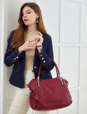 HESHE Soft Leather Handbags for Women Shoulder Handbags Tote Hobo Purses Satchel Bags Classic Women Purses Cross Body Bag (Wine)
