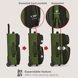 U.S. Traveler Rio Lightweight Softside Rolling Carry-on Suitcase, 2-Wheel Set, Green
