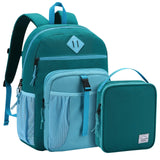 VASCHY Kids Backpack Lunch Bag Set, Girls 2-1 School Bookbag Insulated Lunch Box for Toddlers Preschool,Daycare,Kindergarten,Elementary School Green