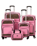 Rockland 5-Piece Softside Spinner Wheel Luggage Set, Pink, 5-Piece Set (14/29/24/28/32)