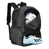 Rudmox Soccer Bag, Basketball Backpack, Sports Equipment Bag with Shoes Compartment Holds Sneak, Helmet, Basketball, Football, Vollyball, Gloves (Full Black)