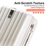 Hanke 24 Inch Luggage Suitcases With Spinner Wheels Lightweight PC Hard Shell Rolling Suitcase With Travel Lock,Checked-Medium 24-Inch(Ivory White)