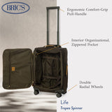Bric's Life Tropea Carry On Spinner Luggage - Luxury Lightweight Suitcase with Spinner Wheels and Faux Suede Finish - 21", Olive