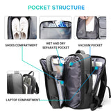 BANGE Backpack with Anti-Theft Vacuum Compression Travel Backpack,Expandable Backpacks with Pump for Airplanes
