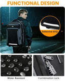 MATEIN Rolling Backpack with Wheels, Flight Approved Anti Theft Rolling Bookbag Fits 17" Laptop, Roller Carry On Luggage Wheeled College School Suitcase Travel Bag for Men Women, Black