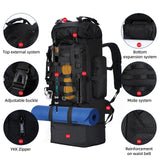 LibSkyln 70L/100L Camping Hiking Backpack with Rain Cover, Expandable Large Military Tactical Backpack, Waterproof Molle Racksack Travel Backpacking Daypack for Climbing Trekking (Black)