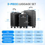 Simple Deluxe 28 Inch Expandable Hardside Carry On with Spinner Wheels & TSA Lock, ABS Hard Shell Lightweight Rolling Luggage Suitcase, Black