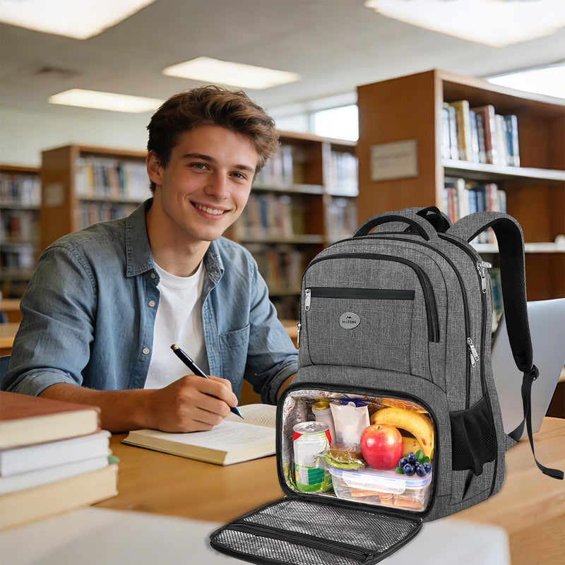 MATEIN Work Backpack for Men, Large Anti Theft Lunch Backpack with Laptop Compartment, TSA Friendly Travel Carry On Flight Approved, Lightweight College Bag for Camping Hiking, Grey