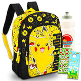 Nintendo Pokemon Backpack for Boys 8-12 - Bundle with 16" Pikachu Backpack, Pokemon Card Binder, Water Bottle, Stickers, More | Pokemon Backpack for School Set