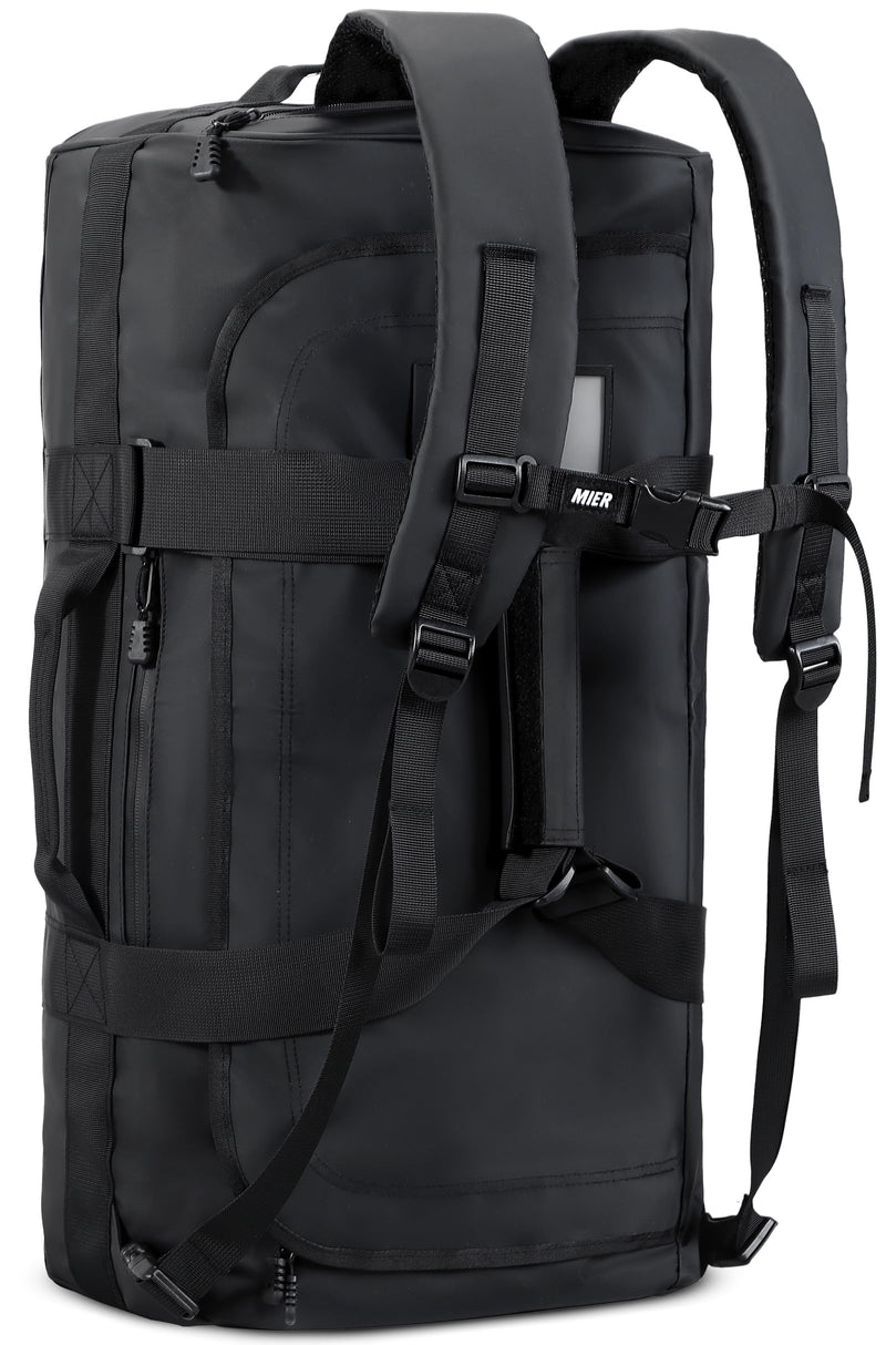 MIER 60L Water Resistant Backpack Duffle Heavy Duty Convertible Duffle Bag with Backpack Straps for Gym, Sports, Travel, Black