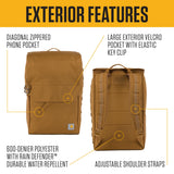 Carhartt 21L Top-Load Backpack, Durable Water Resistant Coated Canvas Base W/ 17" Laptop Sleeve, Carhartt Brown