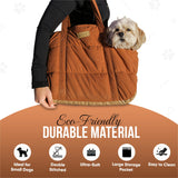 NoblePup Plush Dog Purse Carrier for Small Dogs, Soft Dog Tote Bag with Safety Harness Clip, Cozy Pet Carrier for Dogs Under 15 lbs, Comfortable Dog Shoulder Carrier for Travel, Brown