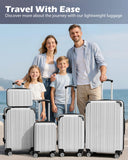 Coolife Luggage Sets, 5 Piece Durable Suitcase, Lightweight Carry on Luggage with PC+ABS Hardshell, Dual Spinner Wheels, TSA Lock and YKK Zipper (wine wind new, 5 piece set)