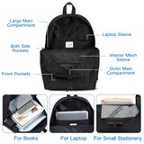 VASCHY School Backpack for Men,Two Compartments Daypack Bookbag Schoolbag for High School Teen Boy Girls/College/Work/Travel Women Black