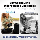 rubyloo Puffer Dog Travel Bag for Dog Moms – Doggy Diaper Bag with Pet Bowls & Food Storage or Everyday Puffy Tote – Doggy Mom Gifts for Women – Lightweight, Travel-Ready Gift for Pet Lovers - Black