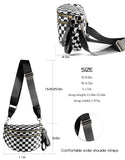 Spacious Checkered Nylon Crossbody Bag Bum Bag Checkered Handbags Wallets for Women (black and white Checkered)