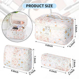 senbowe Floral Makeup Bag, 3 Pack Large Cotton Quilted Makeup Bag Set, Cute Floral Coquette Aesthetic Toiletry Bag Make Up Cosmetic Bag for Women, Toiletry Travel Make Up Organizer Bag