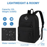VASCHY School Backpack for Men,Two Compartments Daypack Bookbag Schoolbag for High School Teen Boy Girls/College/Work/Travel Women Black