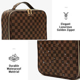 LEAFFUP Checkered Makeup Bag, Portable Makeup Bag with Adjustable Partition, Cosmetic Bags for Women Toiletry Travel Organizer Portable Make Up Bags for Christmas Birthday Gifts