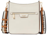 kate spade new york Womens Hudson Colorblocked Pebbled Leather Messenger Crossbody Parchment Multi One Size