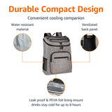 Amazon Basics Insulated Cooler Backpack, Leak-Proof, 30 Can Capacity, Portable Soft Sided Cooler, Keeps Cold for Hours, Gray