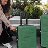 Travel Select Snowcreek Hardside Expandable Spinner Luggage w/USB Port, Green, 21-Inch Carry-on