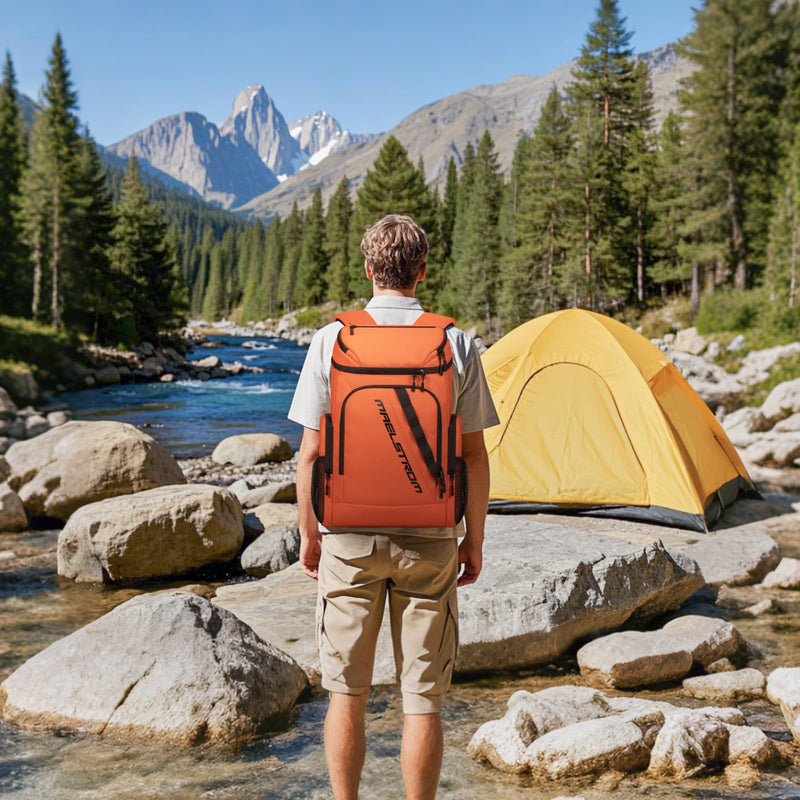 Maelstrom Backpack Cooler,36 Can Cooler Backpack,Soft Cooler Bag Insulated Leakproof,Lightweight Ice Chest Backpack,Travel Cooler Lunch Backpack for Camping,Hiking,Beach (Orange)