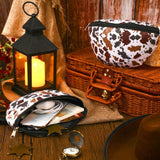 Huhumy 2 Pcs Insulated Saddle Pouch Print Endurance Waterproof Saddle Bag for Holding Cellphone Key Horse Riding Gear(Cow Print)