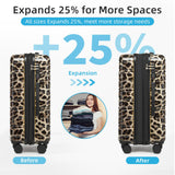 LARVENDER Luggage Sets 5 Piece Hardside Expandable Suitcase with Wheels Lock,PC+ABS Hardside Lightweight Rolling Suitcase for Women and Men,Cheetah