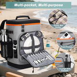 YOUNGOA Large 52cans Cooler Backpack, Insulated, Waterproof, Leak Proof, 30L Large Capacity (Grey)
