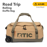 RTIC Road Trip Rolling Duffle Bag with Wheels for Men and Women, Traveling Tote for Camp, Travel, Gym, Weekender, Camping, Overnight Carry On, Sports, Spacious, Water Resistant, Medium, Trailblazer