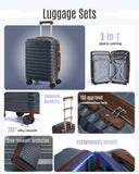 LIGHT FLIGHT Luggage Sets, 3 Piece Durable Suitcase Set with Spinner Wheels, 3 Pcs Hard Shell Lightweight Luggage with TSA Lock, Large Checked Travel Suitcases, 20/24/28 Inch,Blue/Brown
