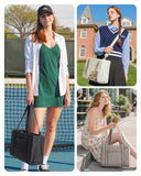 BAGSMART Boxy Tote Bag for Women, Crossbody Bag with Zipper, Crush Bow Purses for Travel Work College, Camel, Small