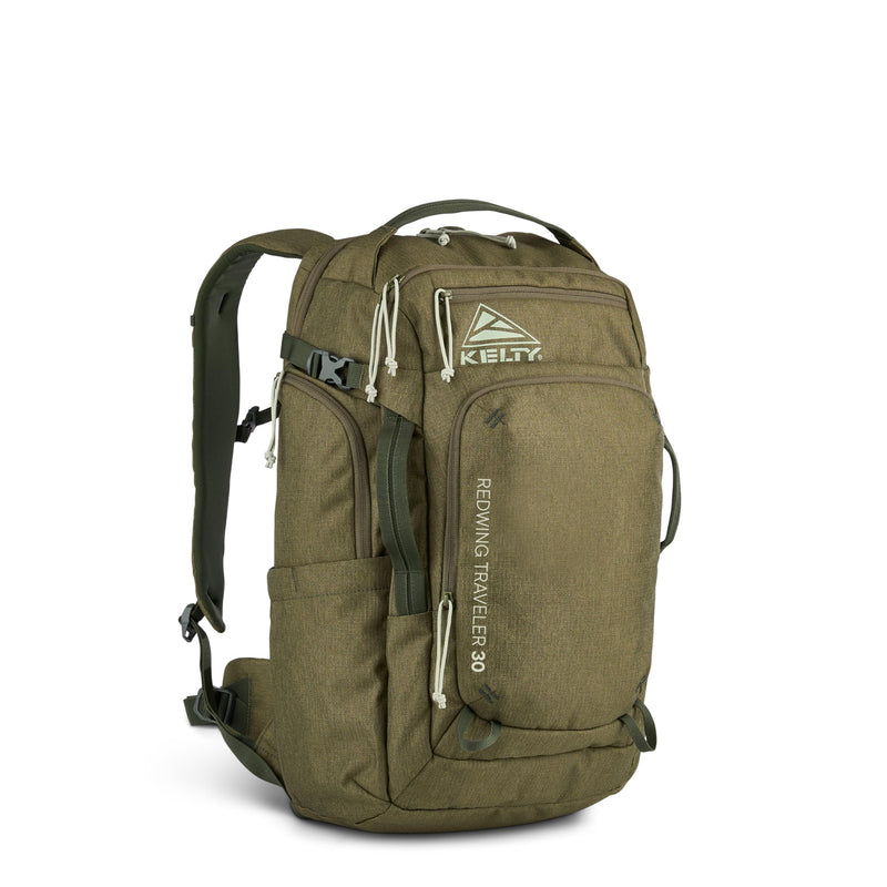 Kelty Redwing Traveler Backpack, Travel Pack with Wide U Zip Opening, Signature Wing Pockets, 30-50L Capacity (30L Olive)