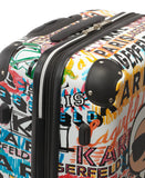 KARL LAGERFELD Paris Women's Logo Explosion Upright Hardside Suitcase, Multi, Large