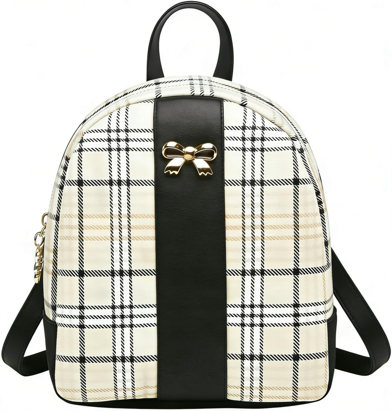 NUWA Plaid Mini Backpack Purse - Cute Bow Lightweight 2-in-1 Crossbody Bag, Cell Phone Wallet Pouch, Ideal Gift for Women & Teen Girls, Everyday Casual Use (Black2)