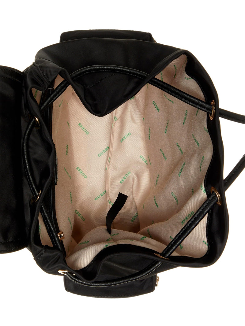 GUESS Womens Eco Gemma Backpack, Drawstring Flap, Black