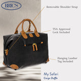 Bric’s My Safari Rolling Duffel Bag – Luxury Water-Resistant Coated PVC Travel Bag with Wheels, Leather Trim, TSA Lock, Carry-On Luggage - 18 Inch, Black