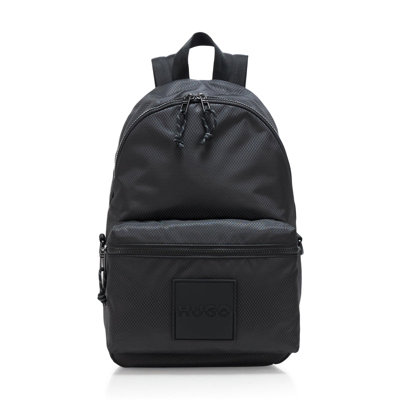 HUGO, Stacked Logo Nylon Blend Backpack, pitch black, One Size