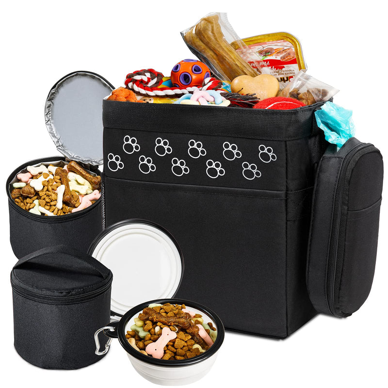CLAWIST Dog Travel Bag - Airline Approved, 2 Food Containers, 2 Bowls, Treat Pouch & Accessories