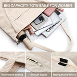 KALIDI Women Corduroy Tote Bag Casual Tote Bag with Zipper Large Shoulder Handbag Hobo Big Capacity Work Shopping Pockect Bag