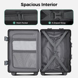 cllson Carry on Luggage Aluminium Frame with Cup Holder,Top opening Suitcases and USB Charging Port,Lightweight with Front Pocket Rolling Suitcases with Spinner Wheels (Black, 20Inch)