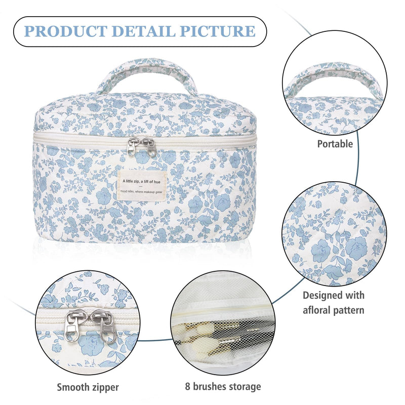 Gosect Large Makeup Bag, Cute Cosmetic Bag for Women Girls, Floral Coquette Aesthetic Toiletry Bag, Travel Make Up Organizer Bag (BDLH)